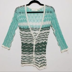 Anthropologie Charlie & Robin Linen Blend Open Knit Cardigan M